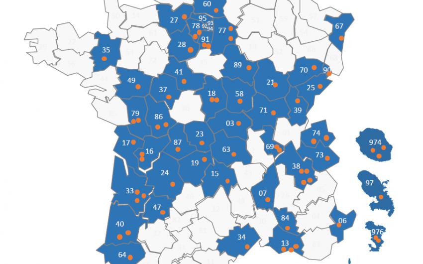 carte des territoires couverts par les projets