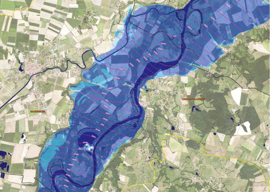 exemple de carte d'aléa inondation ( l'Allier-des-Plaines, Puy-de-Dôme)