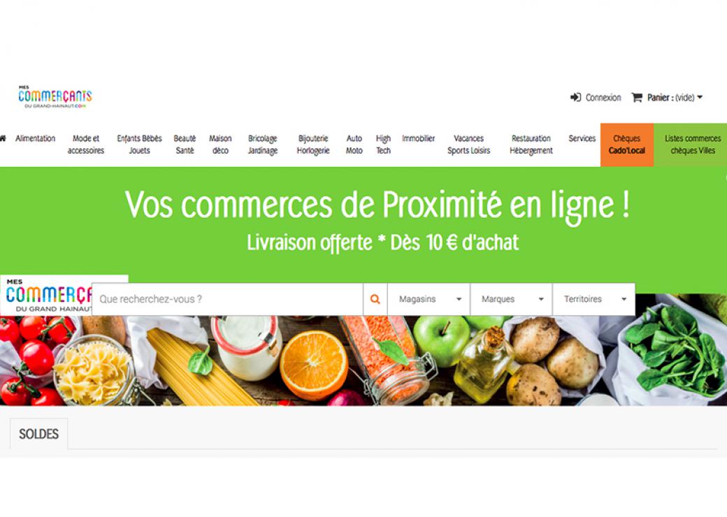 Capture d'écran du site de commerce en ligne du Grand Hainaut