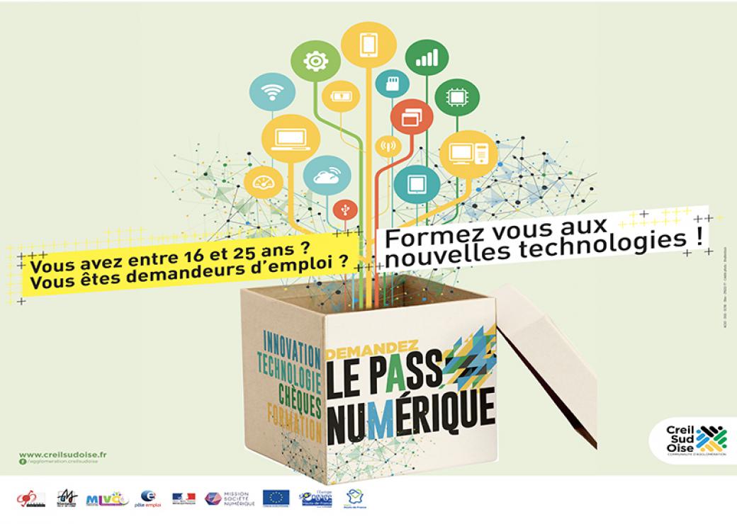 Affiche sur laquelle on peut lire: vous avez entre 16 et 25 ans? Formez-vous aux nouvelles technologies!