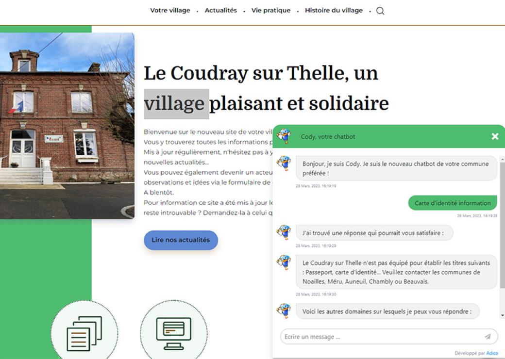 Capture d'écran sur laquelle on peut lire une conversation avec un chatbot portant sur une carte d'identité