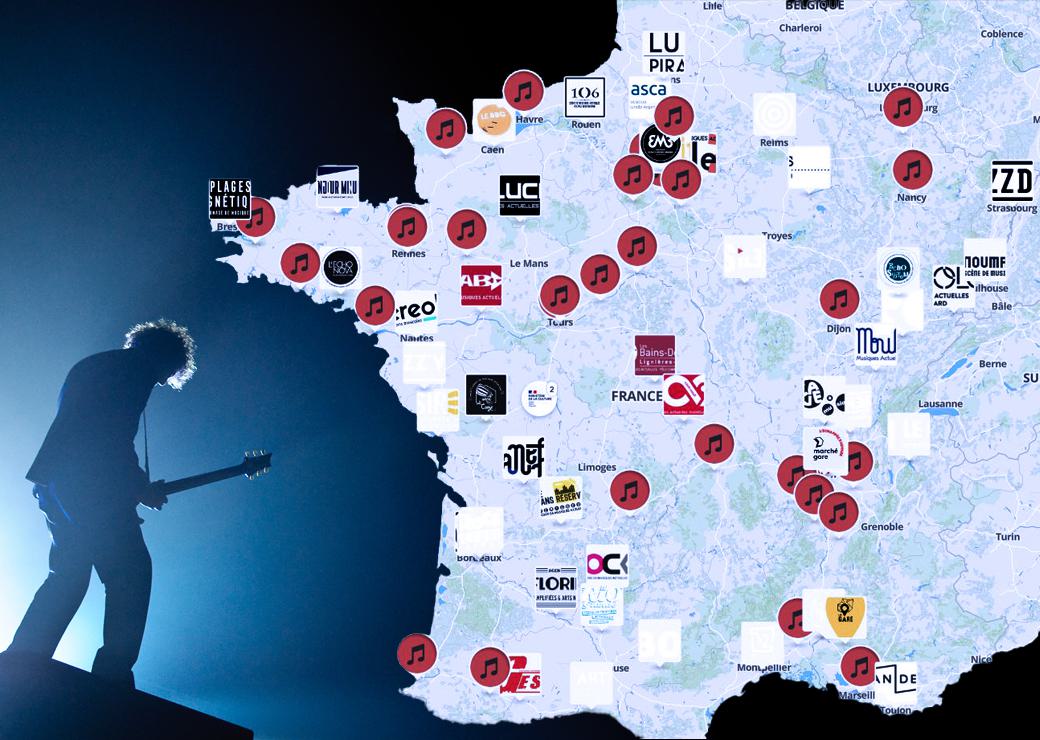 Carte scènes de musiques actuelles