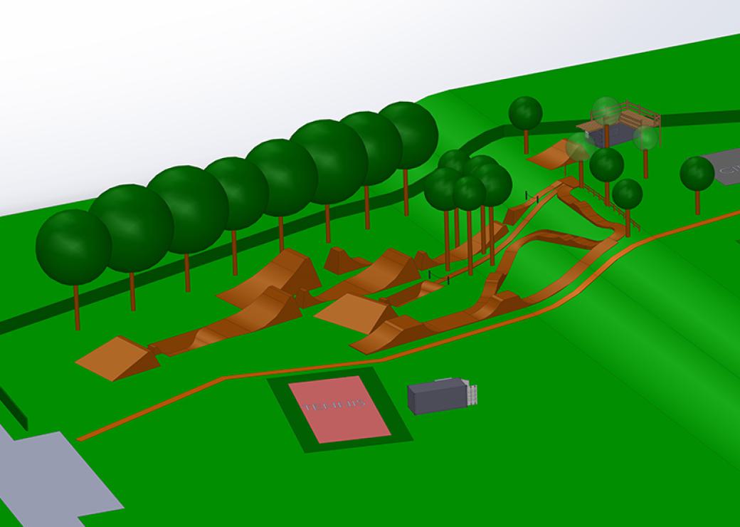 Vue paysagère d'un circuit de cross sur un terrain valonné