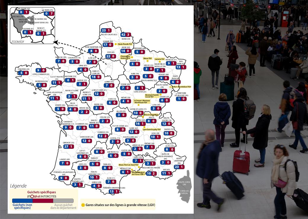 carte des guichets intercités et Inoui 