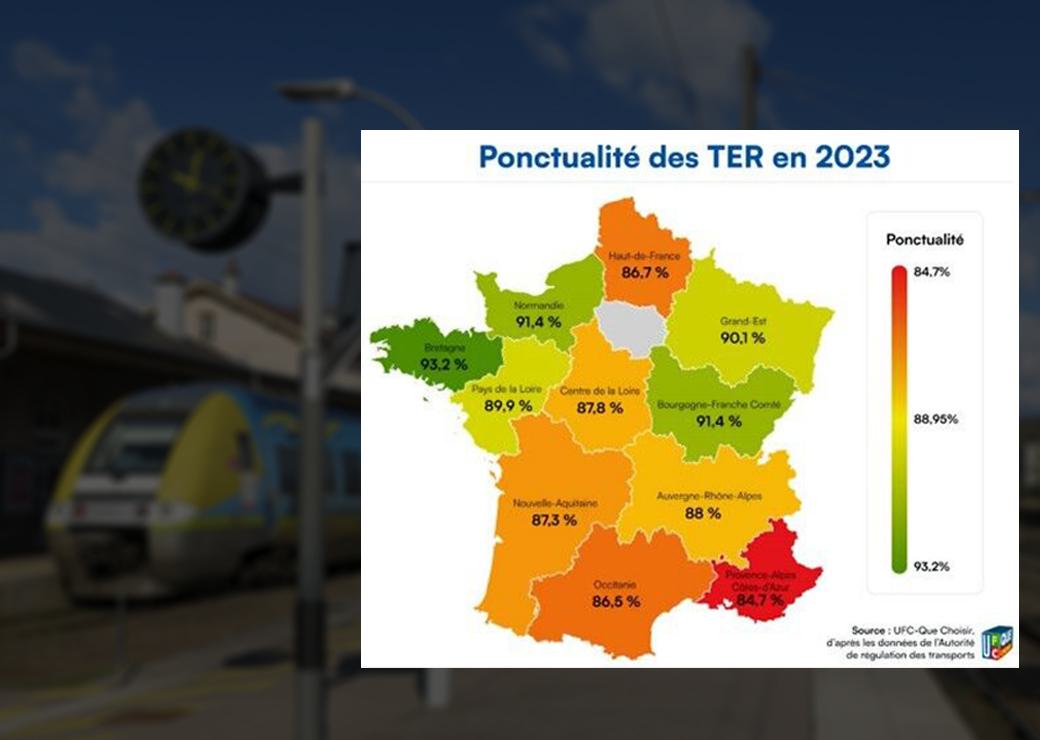 carte ponctualité des TER en 2023