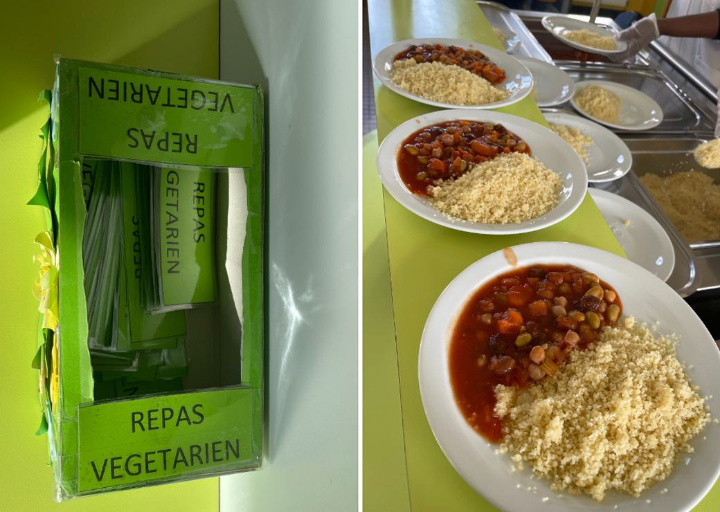 cantine avec repas végétarien 