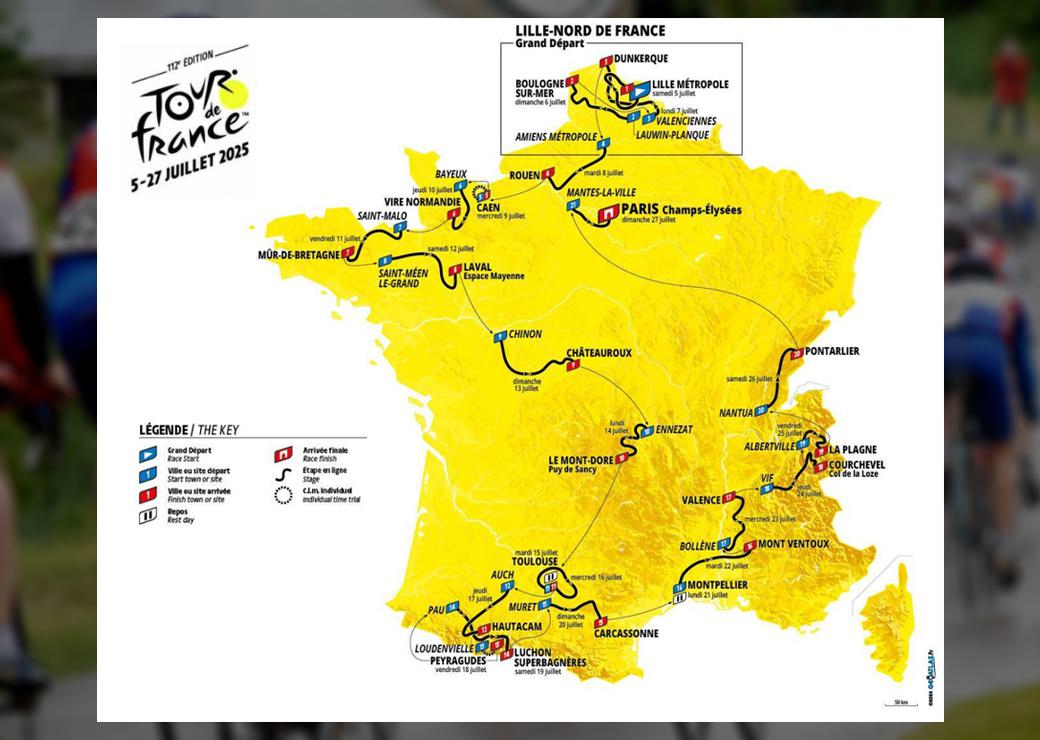 carte du tour de France 2025 