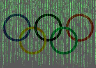 anneaux olympiques sur un fond cyber